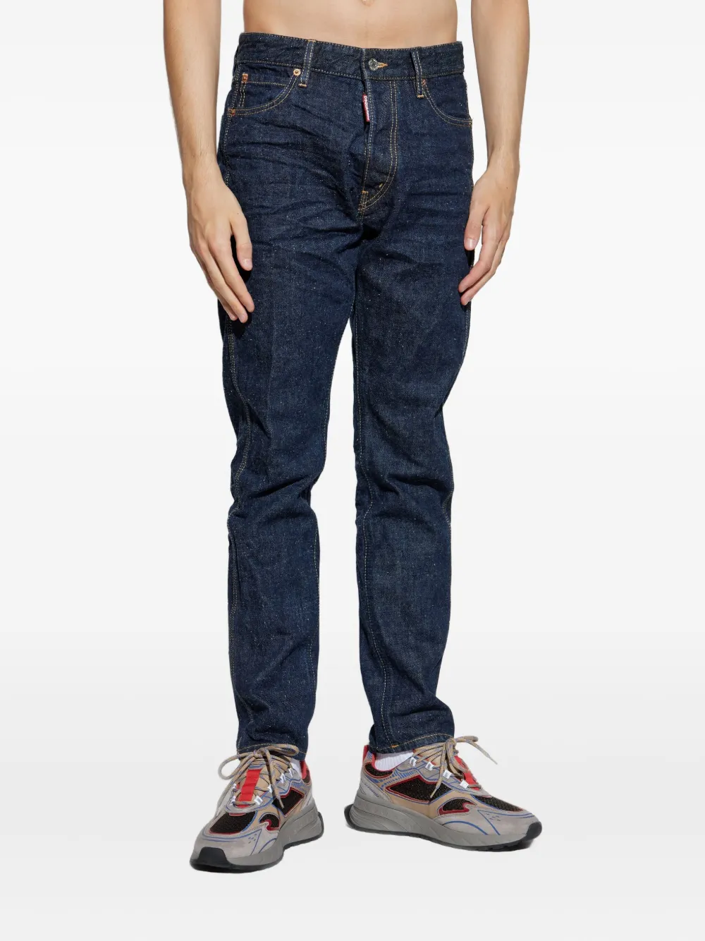 Dsquared2 Straight Leg Five-pocket Trousers With Contrast Stitching In Blue