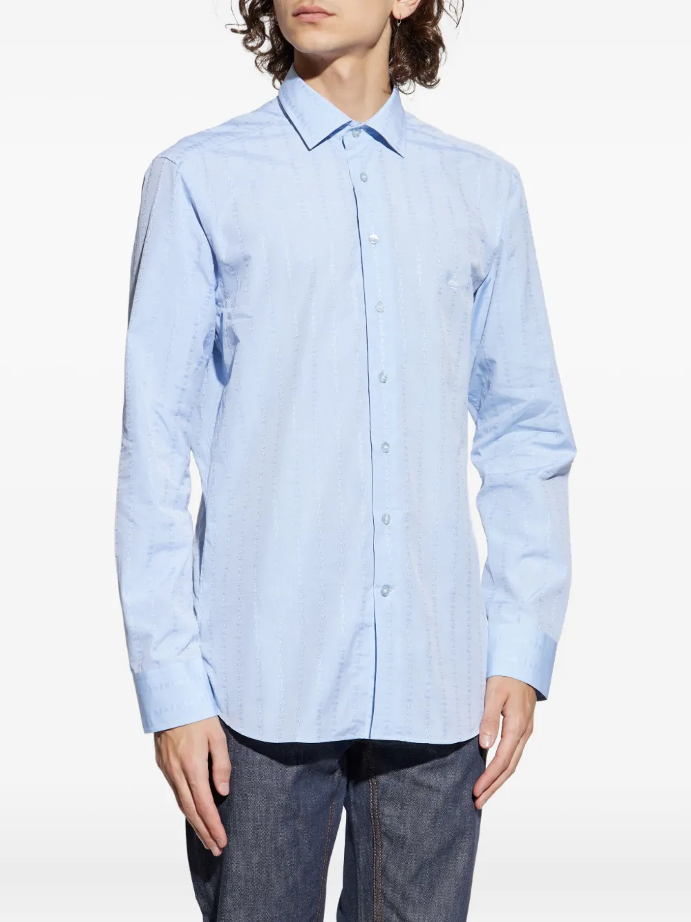 ETRO Overhemd met paisley-borduurwerk en lange mouwen Blauw