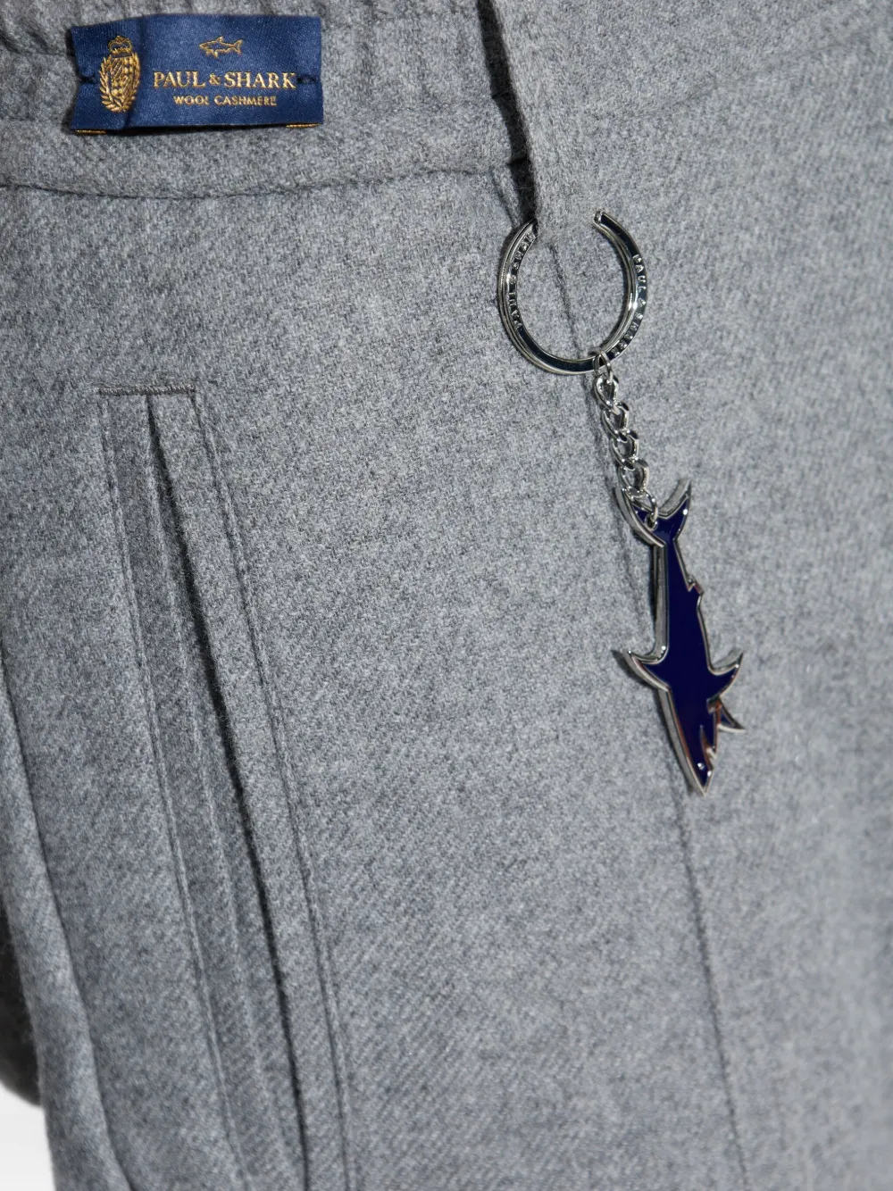 Paul & Shark Drawstring Shark-detail Trousers In Gray