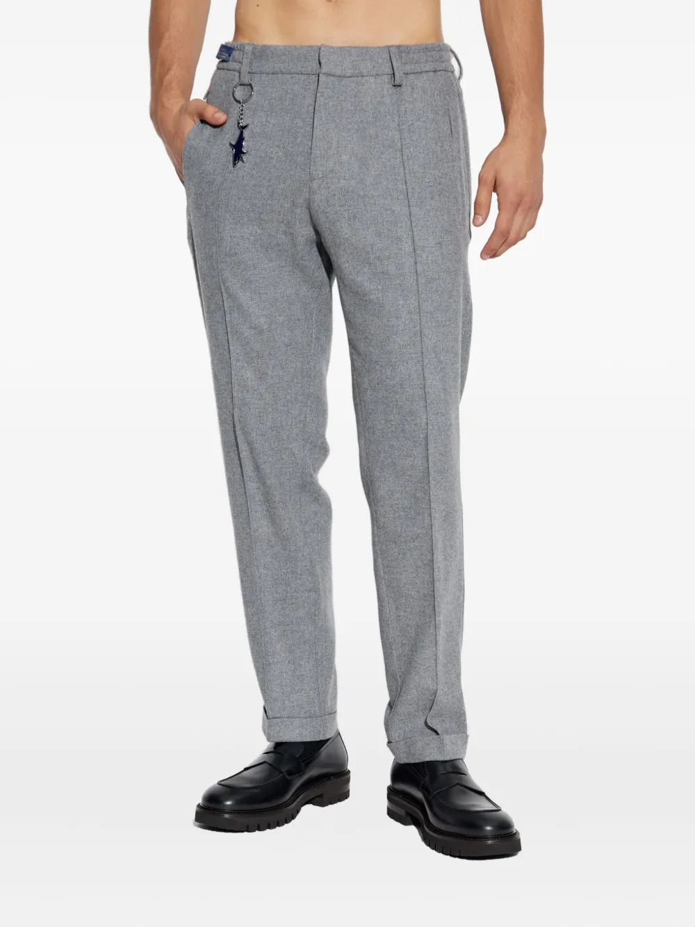 Paul & Shark Drawstring Shark-detail Trousers In Gray