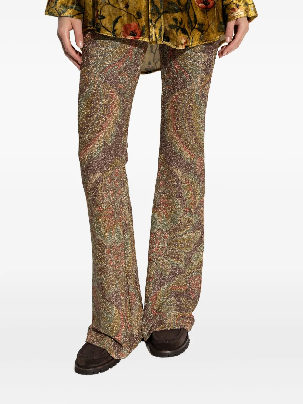 Etro Printed Chenille Trousers In Multi