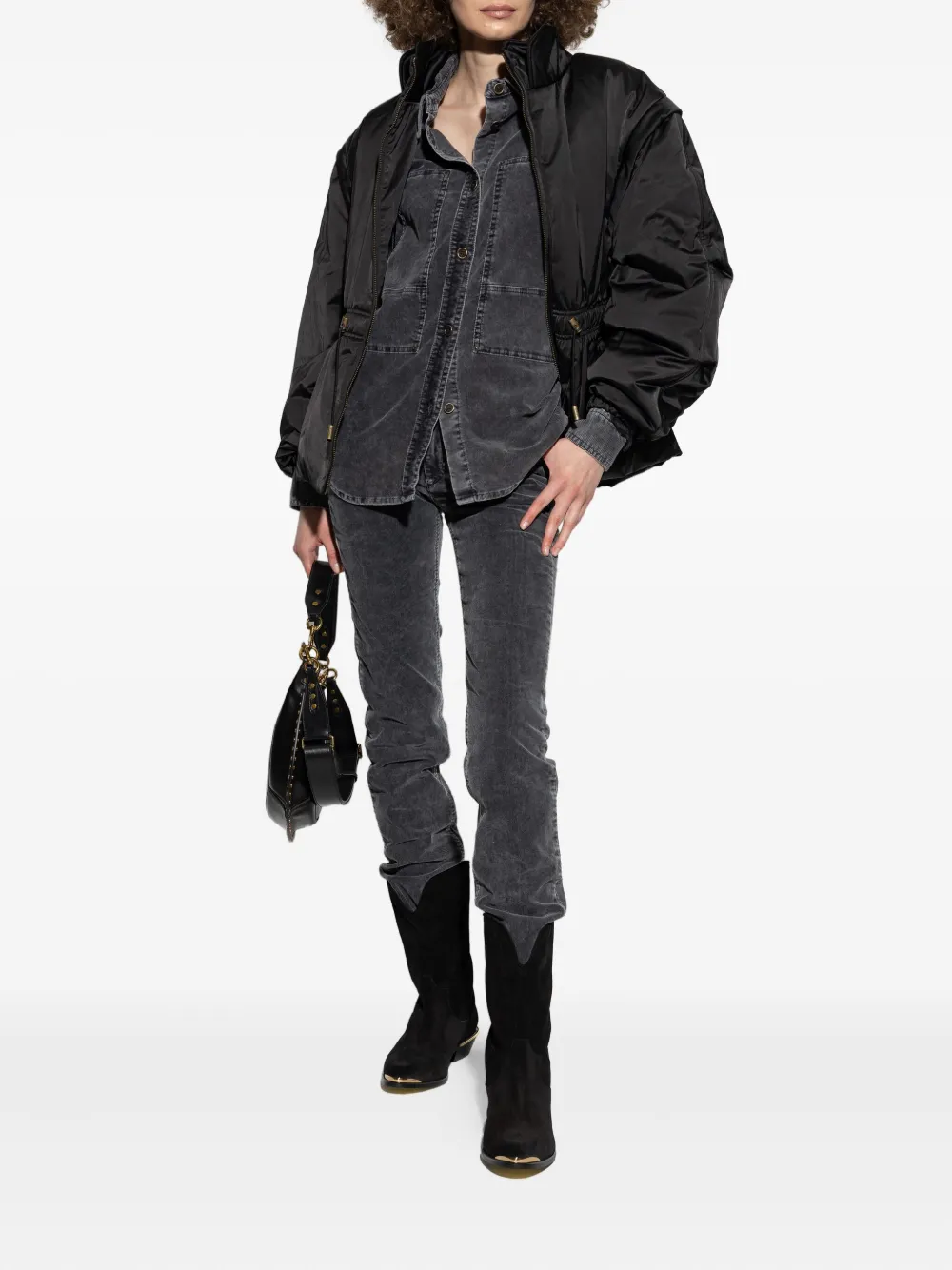 MARANT ÉTOILE logo-patch corduroy trousers - Grijs