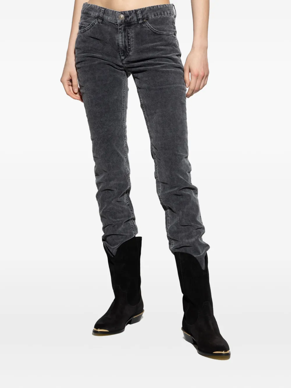 Isabel Marant Étoile Logo-patch Corduroy Trousers In Blue