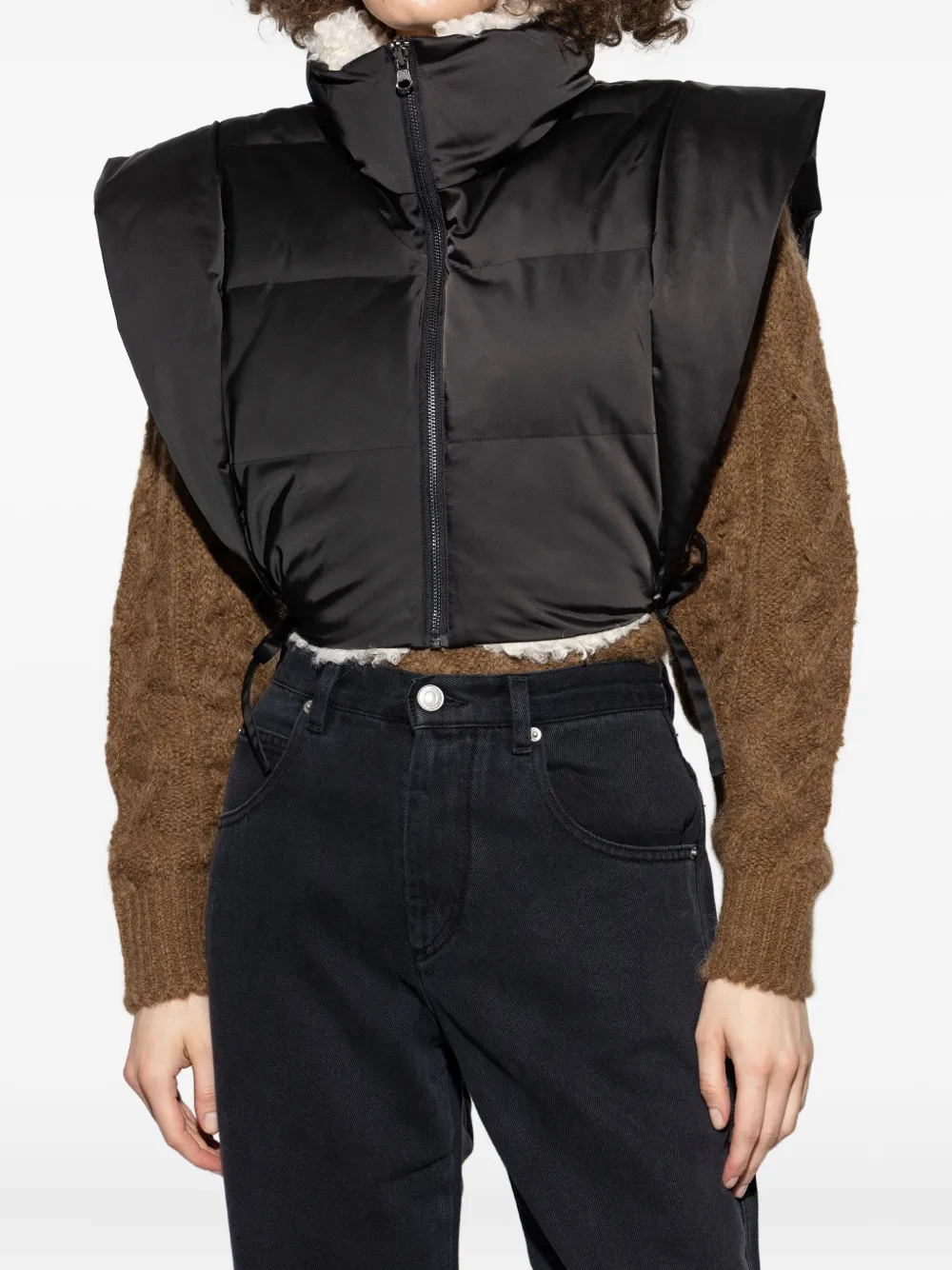 Isabel Marant Étoile Black Reversible Nylon And Faux Fur Hoodiali Vest In Black