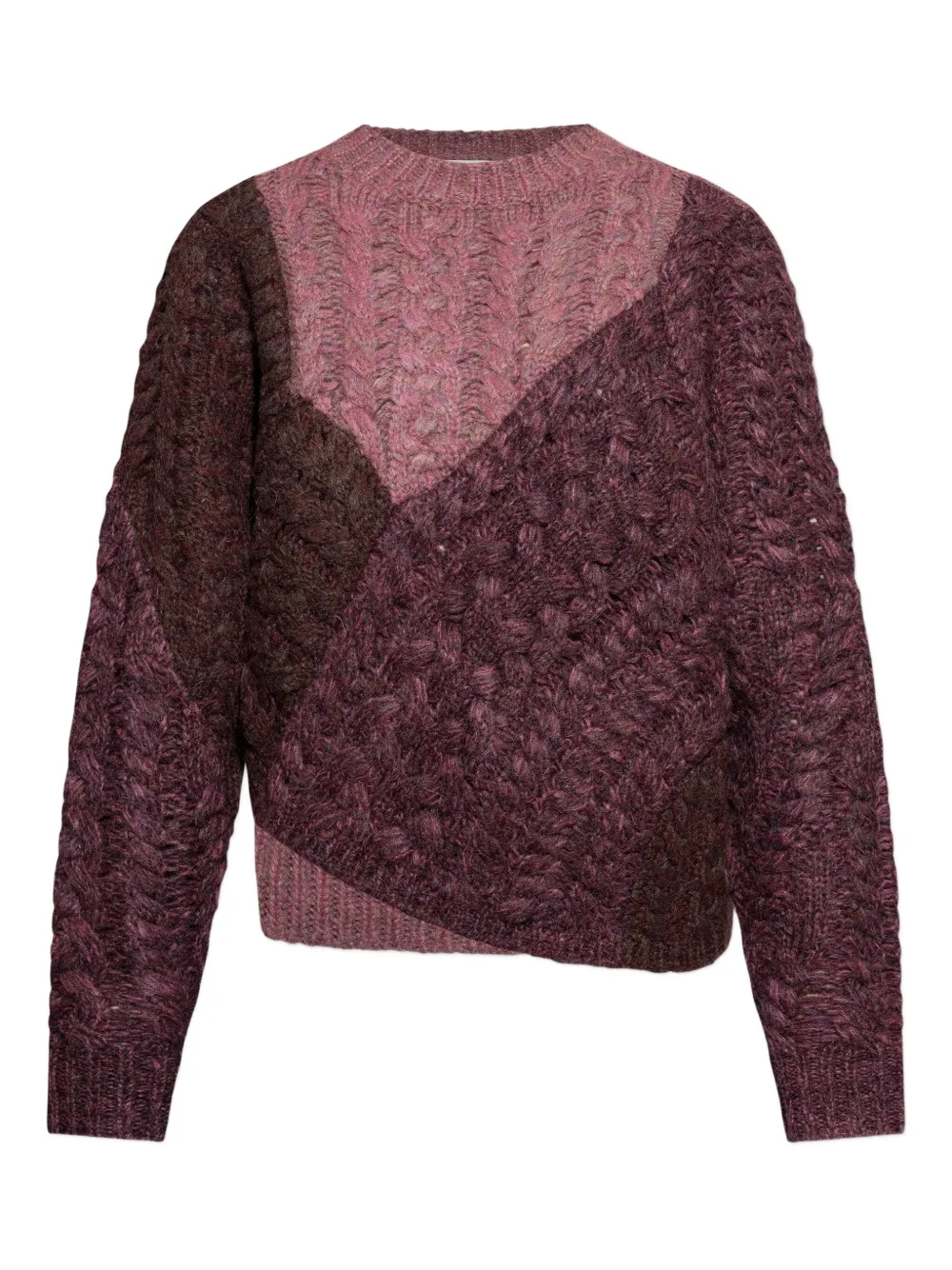 Isabel Marant Étoile Cable-knit Patchwork Sweater In Burgundy