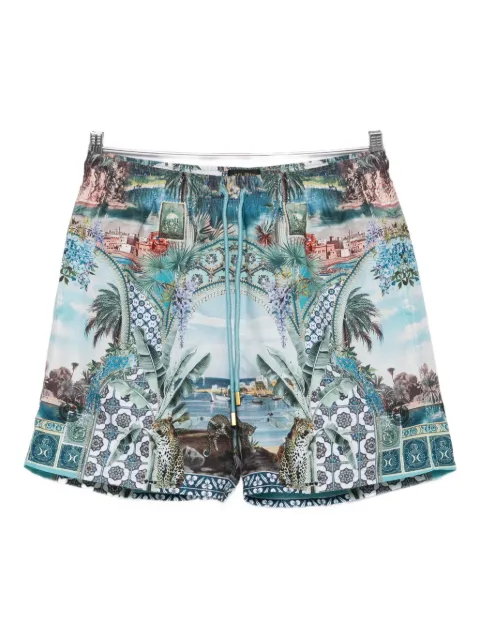 Camilla landscape-leopard print shorts