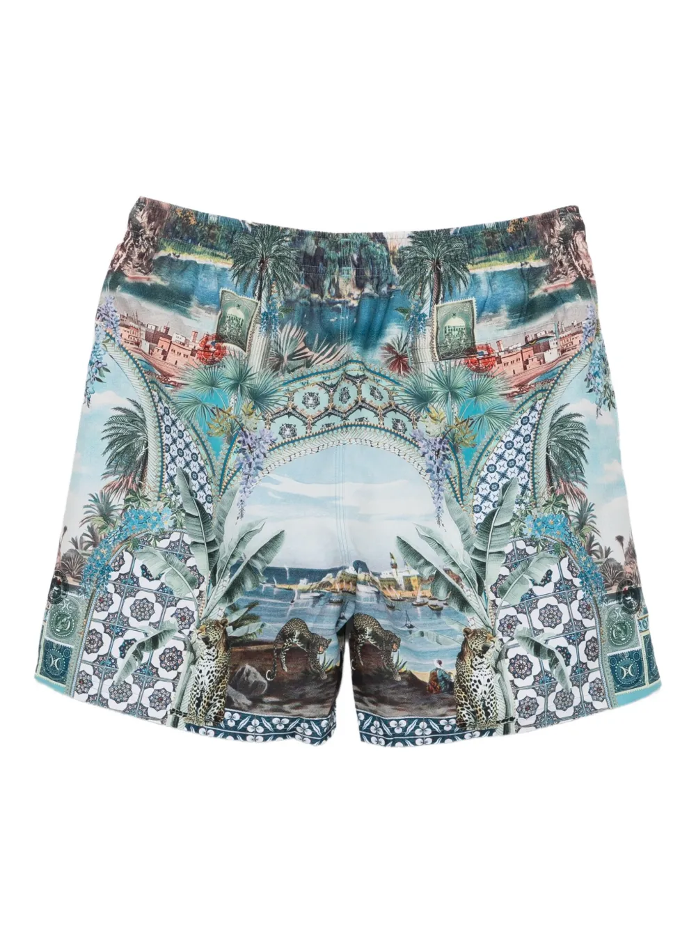 Camilla landscape-leopard print shorts | Track & Running Shorts | Image 2