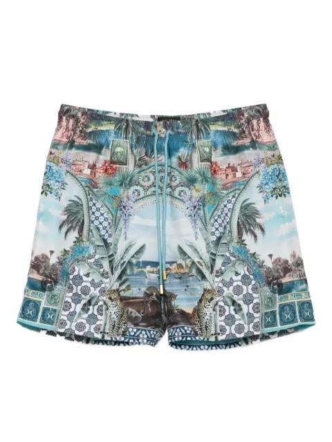 Camilla landscape-leopard print shorts