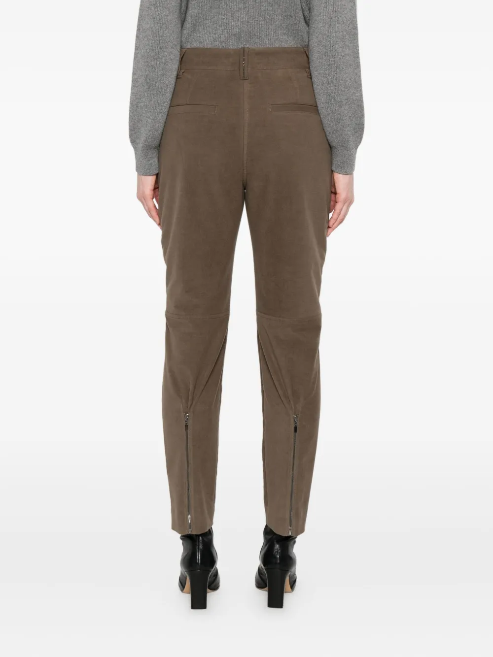 Brunello Cucinelli Pants With Zip At The Bottom In Brown