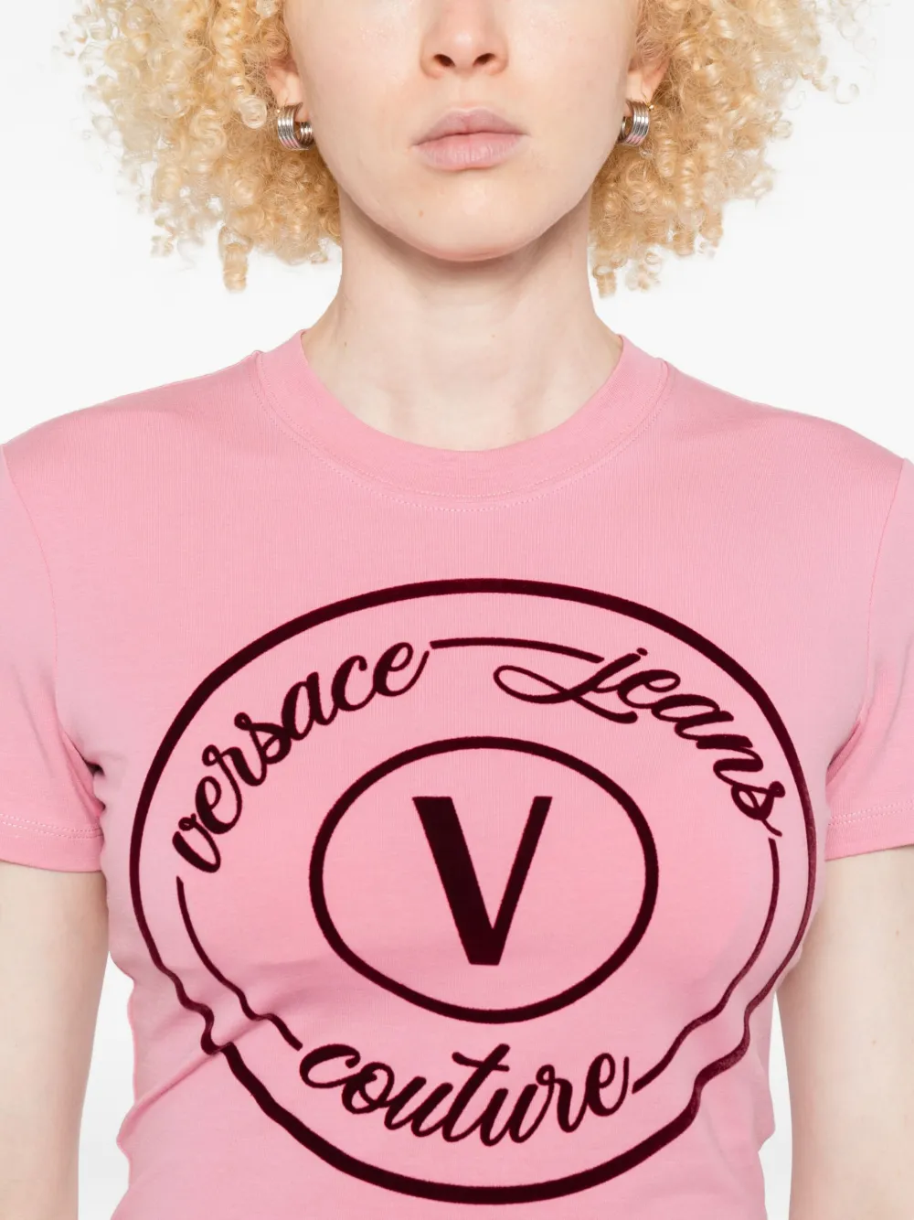 Versace Jeans Couture Circular-logo T-shirt In Pink