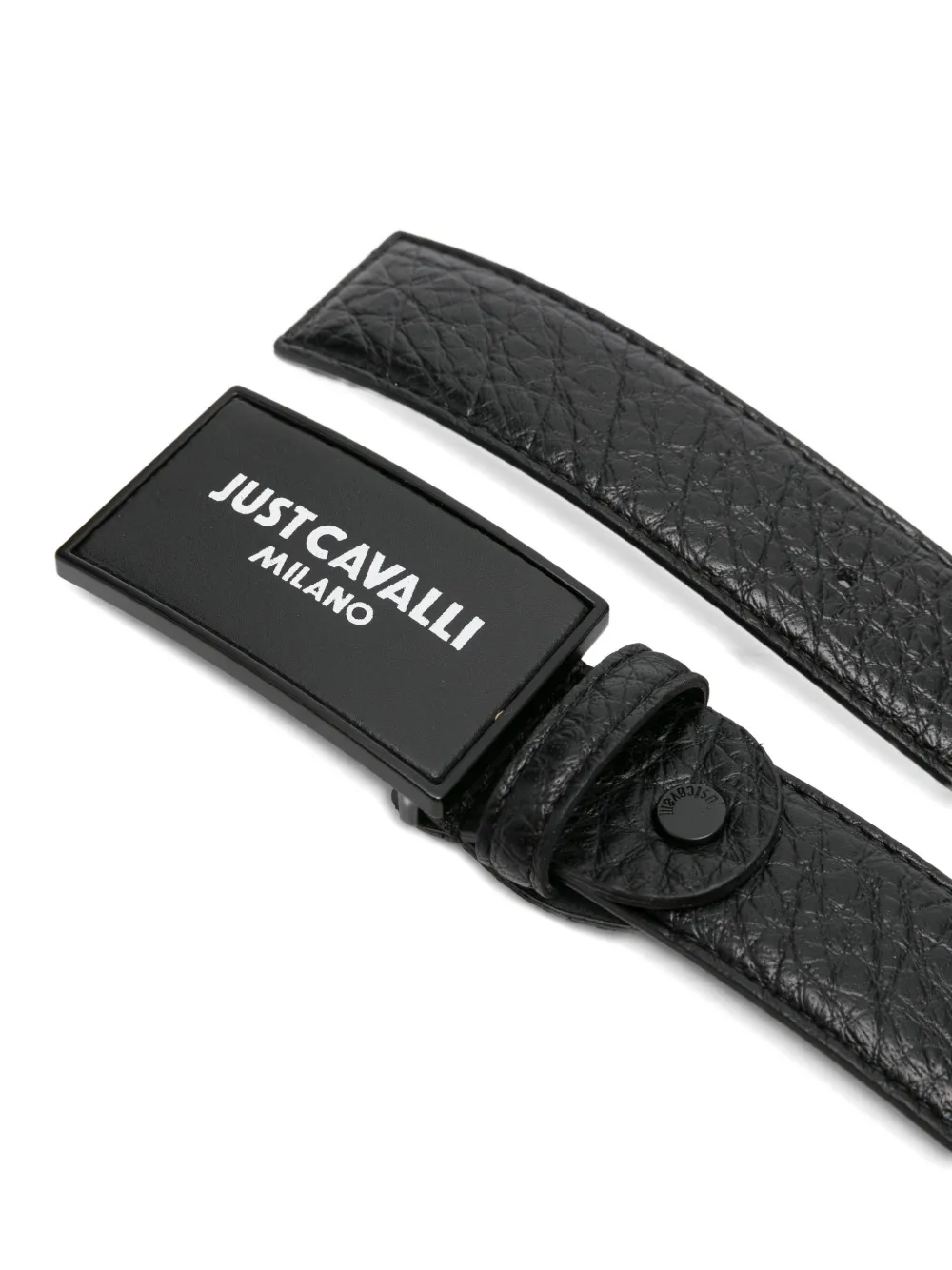 Just Cavalli Logo-plaque Leather Belt In Black
