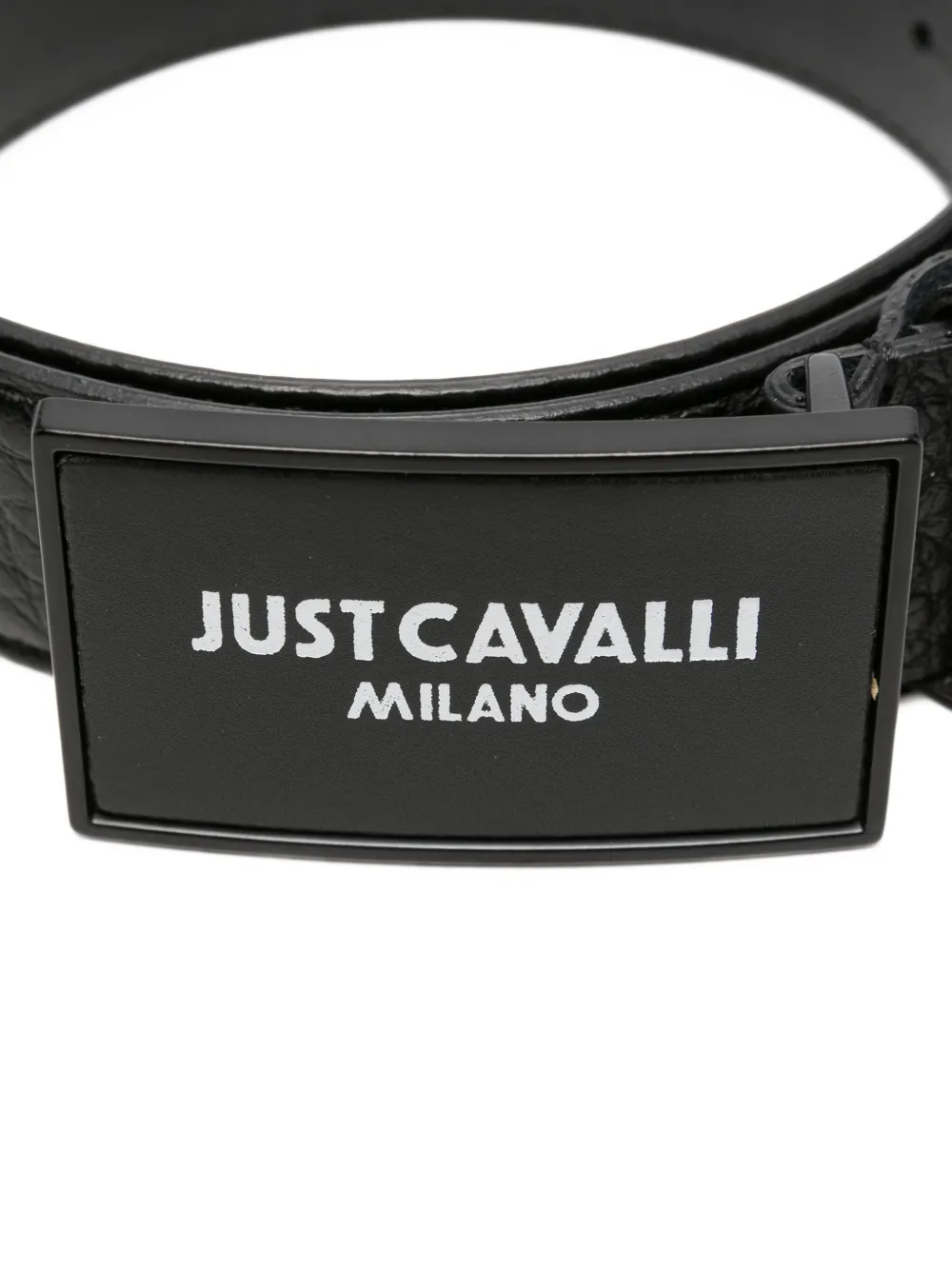 Just Cavalli logo-plaque leather belt - Zwart
