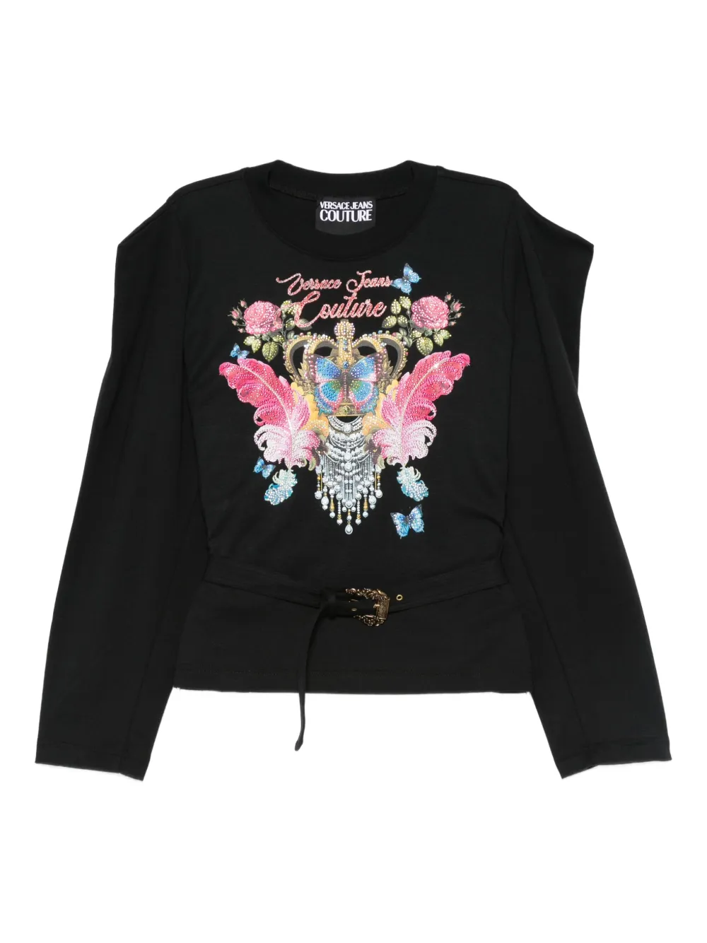 Versace Jeans Couture crown-embellished long-sleeve top | Black | Image 1