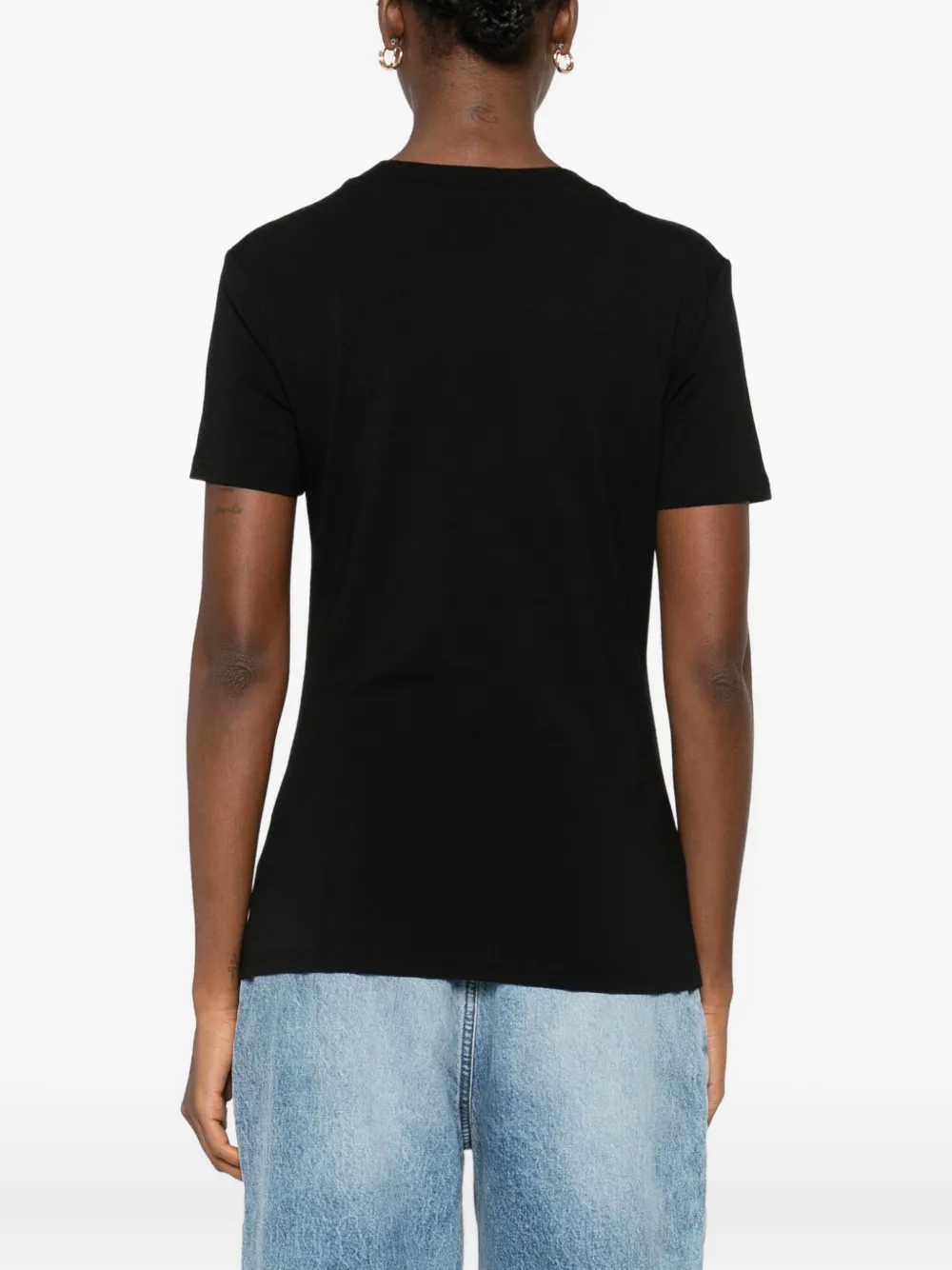 Versace Jeans Couture Floral-embellishment T-shirt In Black