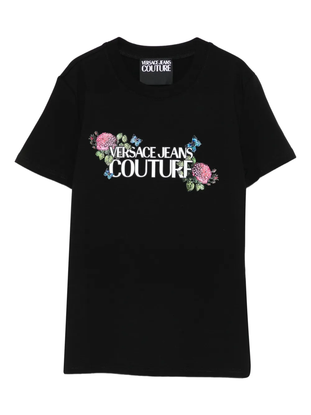 Versace Jeans Couture floral-embellishment T-shirt | Black | Image 1