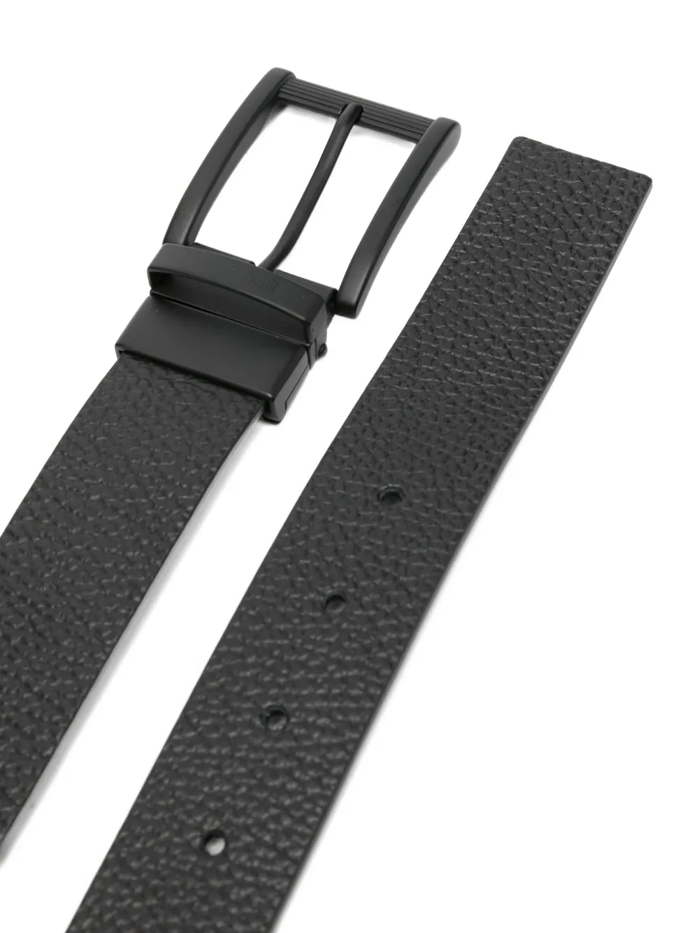 Just Cavalli Textured Leather Buckle Belt In Black