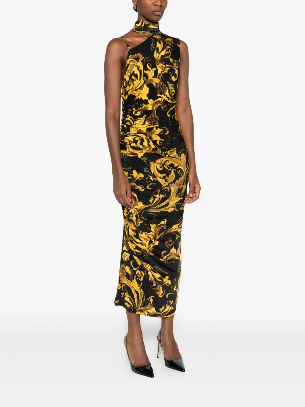 Versace Jeans Couture Barocco-print Dress In Black