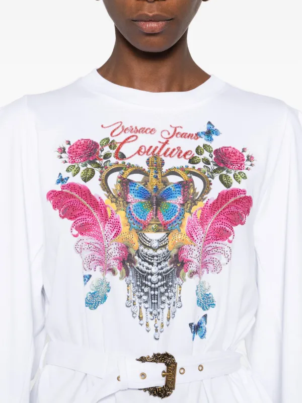 Versace Jeans Couture Blusa Estampada Con Cinturón Blanco