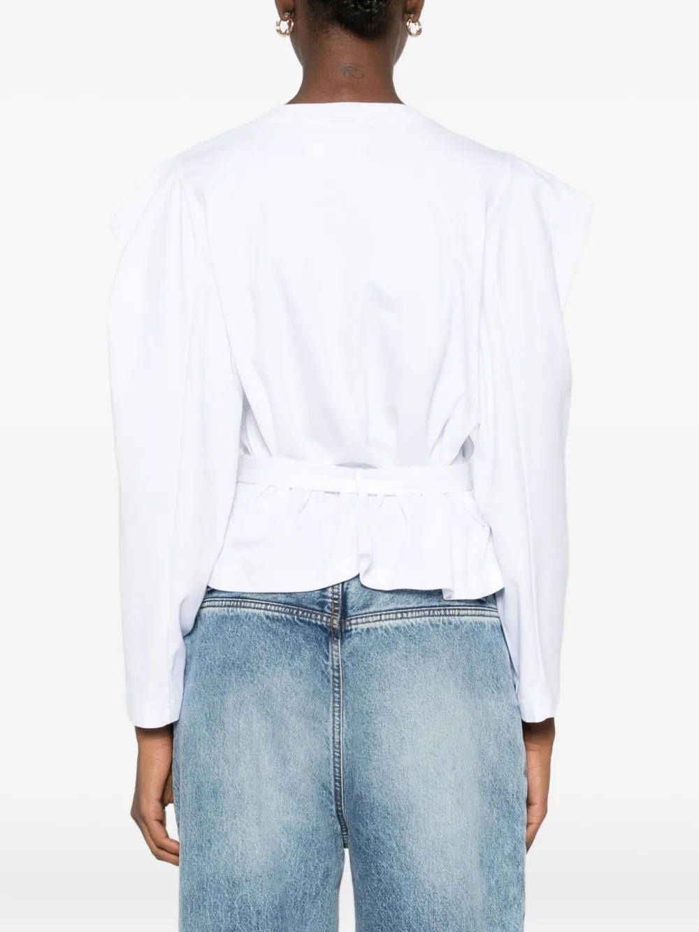 Versace Jeans Couture Blouse met ceintuur en print Wit