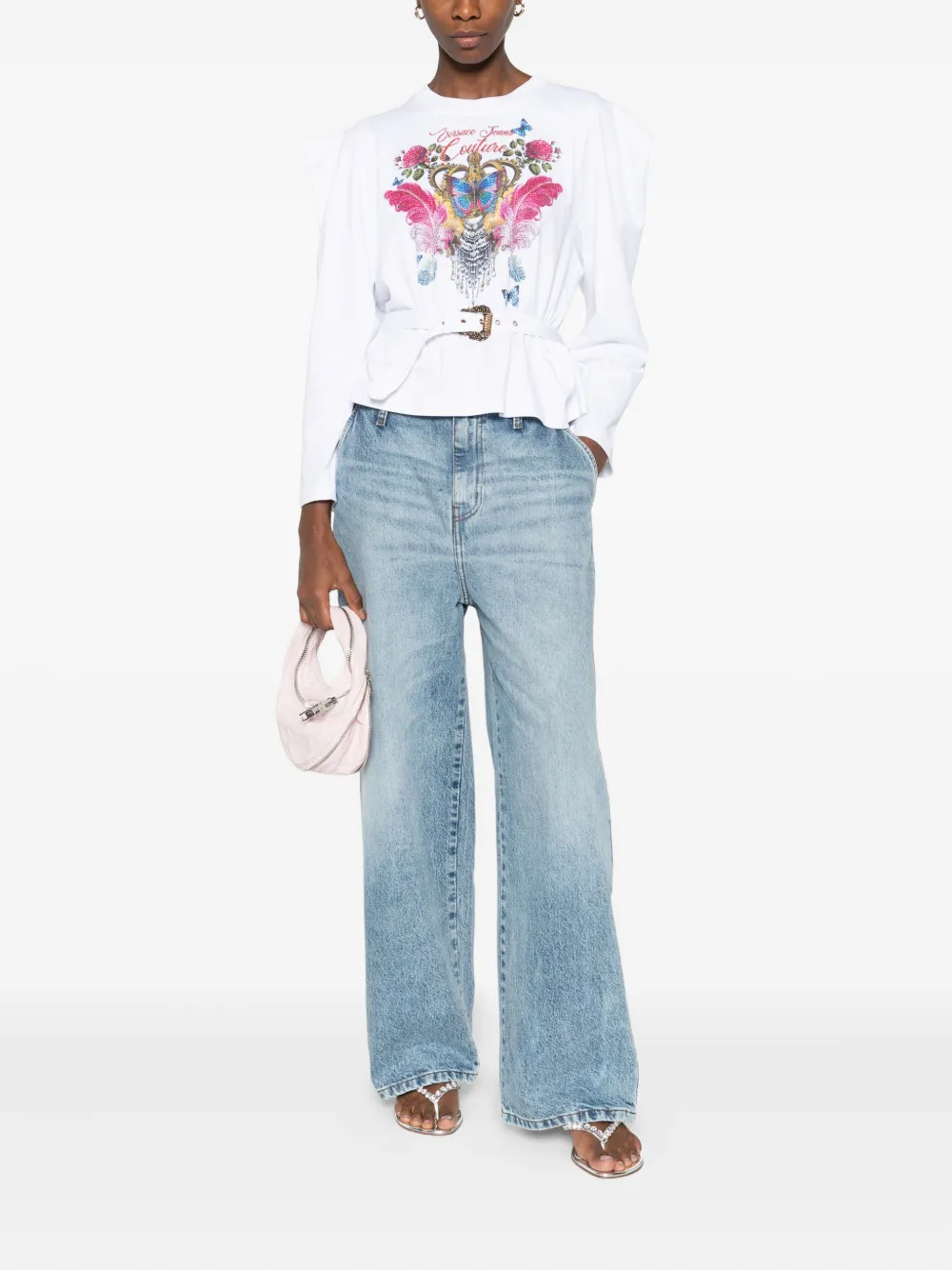 Versace Jeans Couture printed belted blouse - Wit