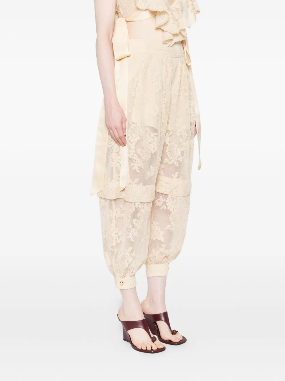 Zimmermann Hypnotic Lace Floral Trousers In Pink