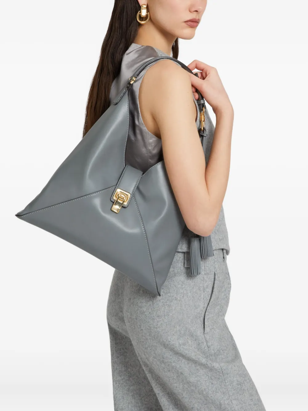 Ermanno Scervino Dudu Leather Shoulder Bag In Gray