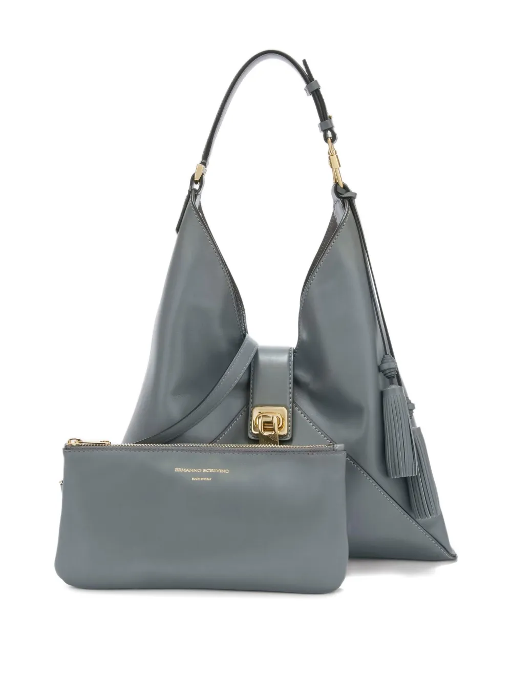 Ermanno Scervino Dudu Leather Shoulder Bag In Gray