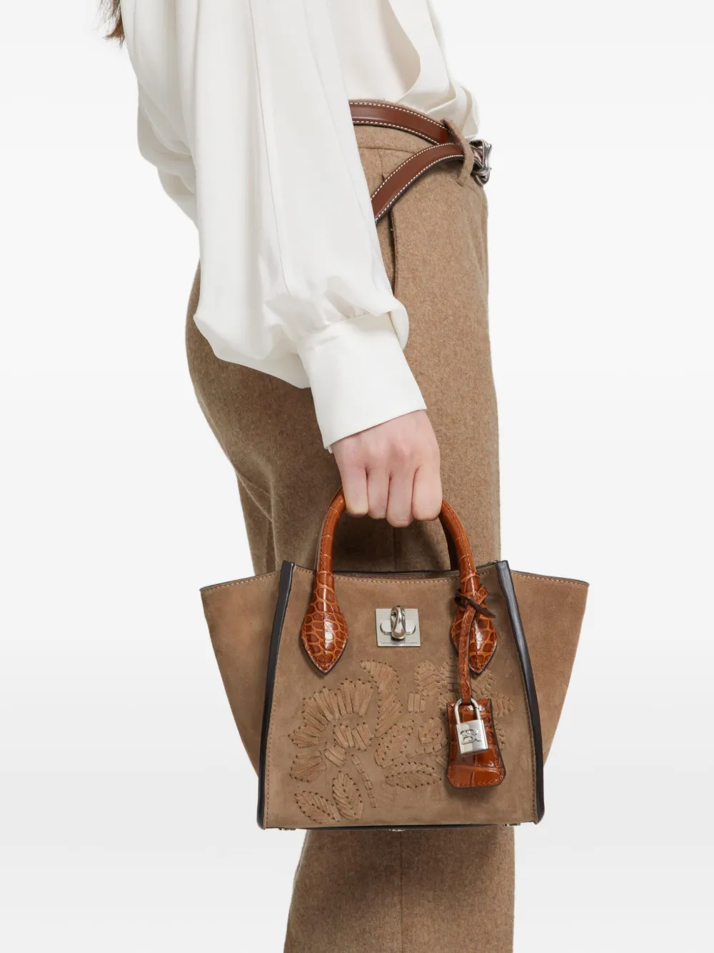 Ermanno Scervino mini Maggie embroidered tote bag - Bruin