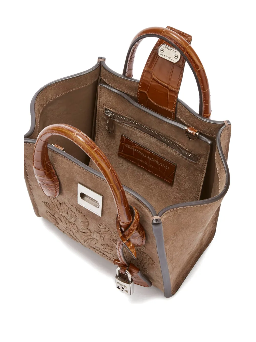 Ermanno Scervino Mini Maggie Embroidered Tote Bag In Brown