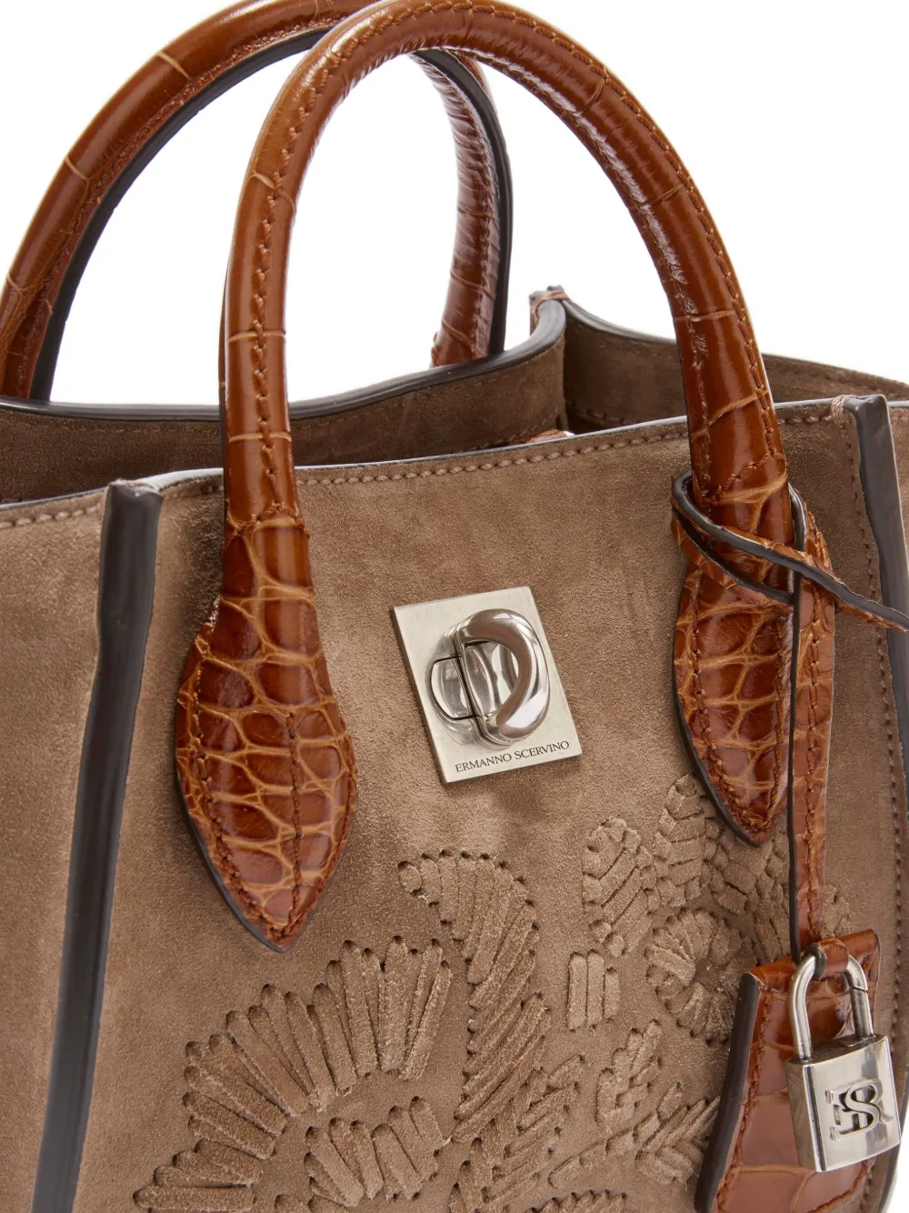 Ermanno Scervino Mini Maggie Embroidered Tote Bag In Brown