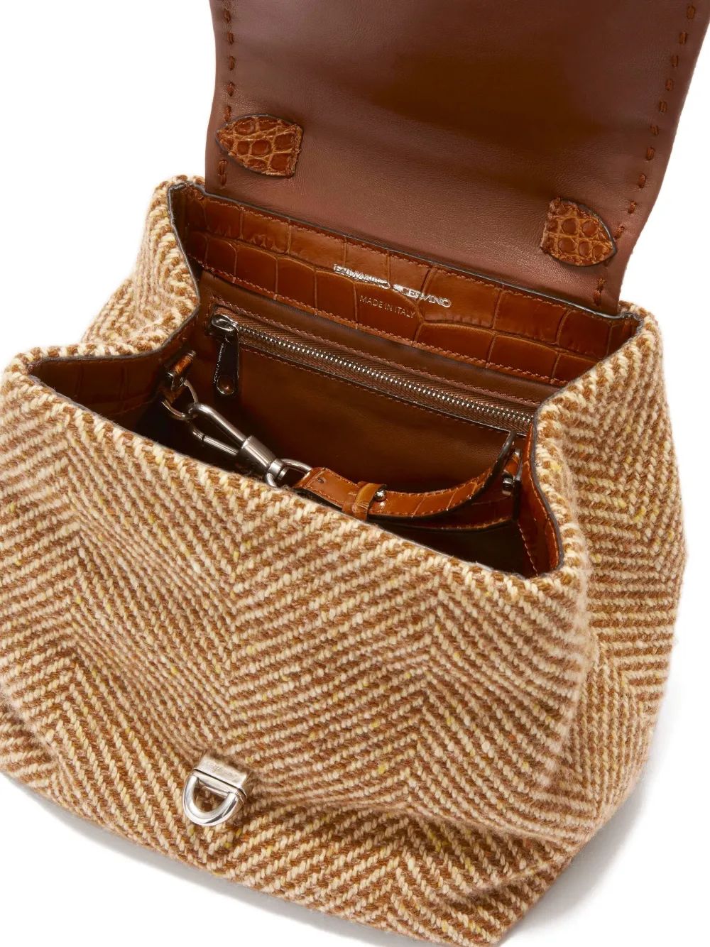 Ermanno Scervino Liza shopper met visgraatpatroon Bruin