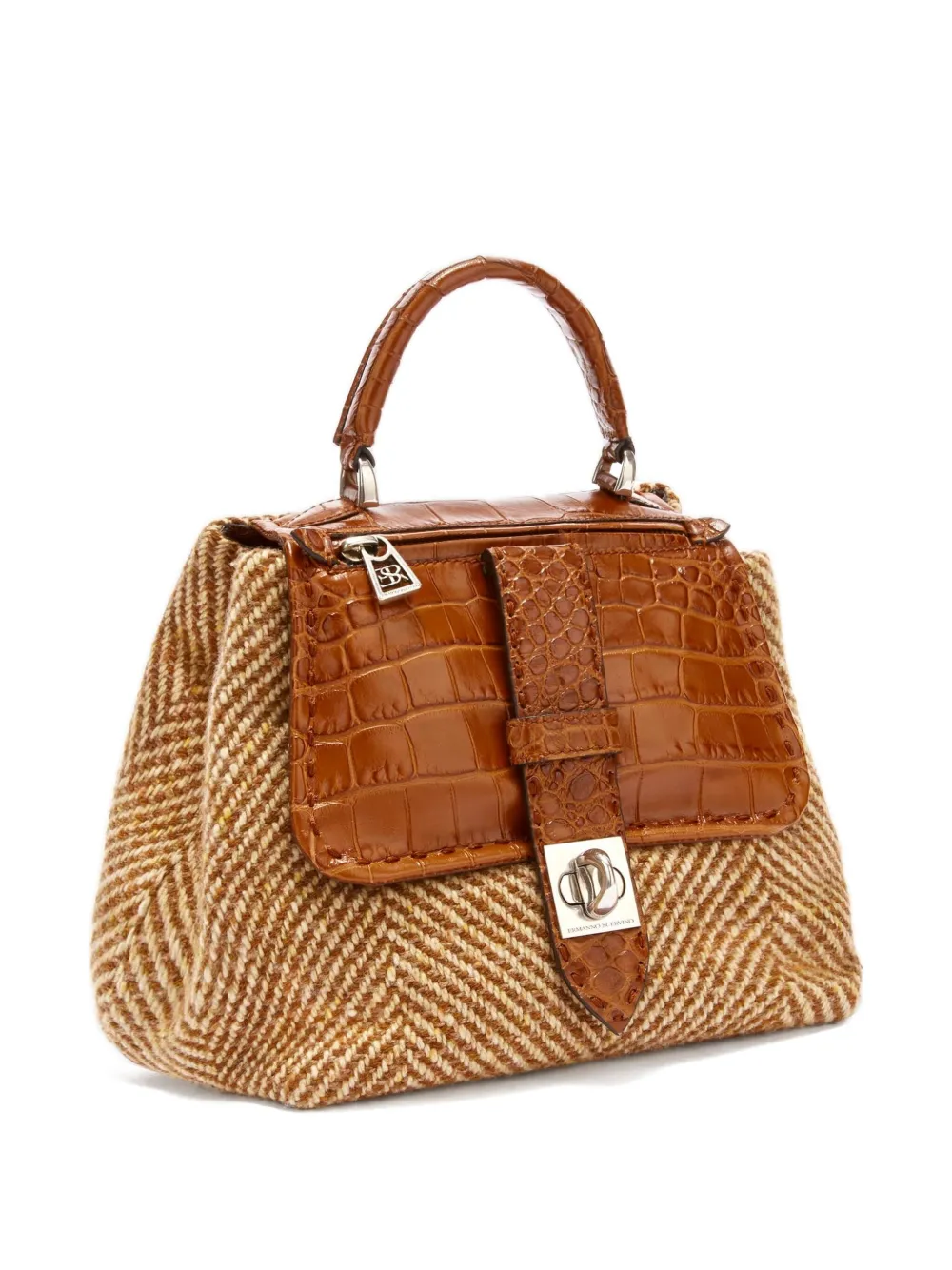 Ermanno Scervino Liza shopper met visgraatpatroon Bruin