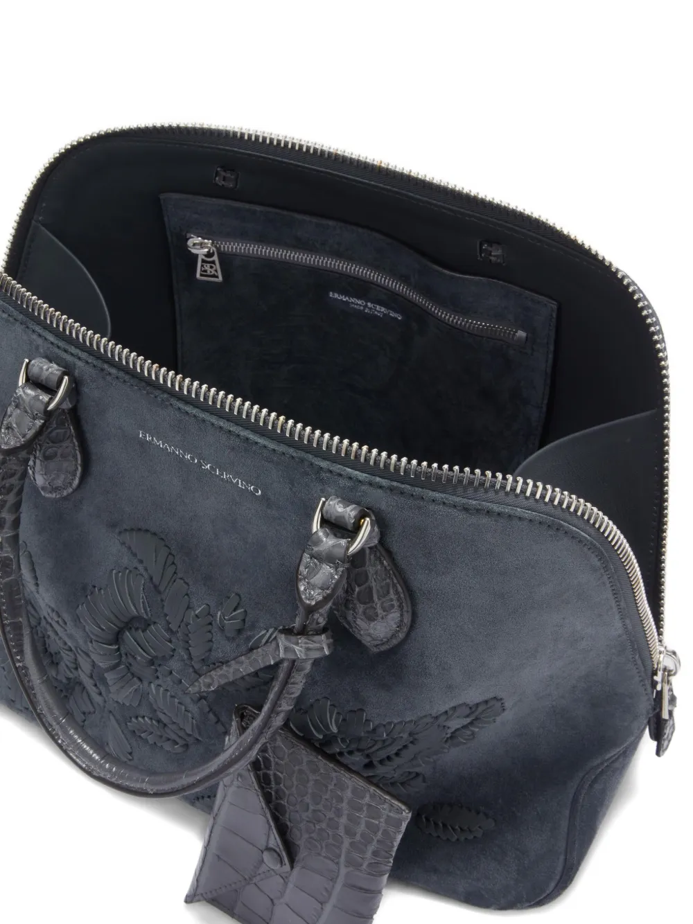 Ermanno Scervino Orsetta suède shopper met borduurwerk Grijs