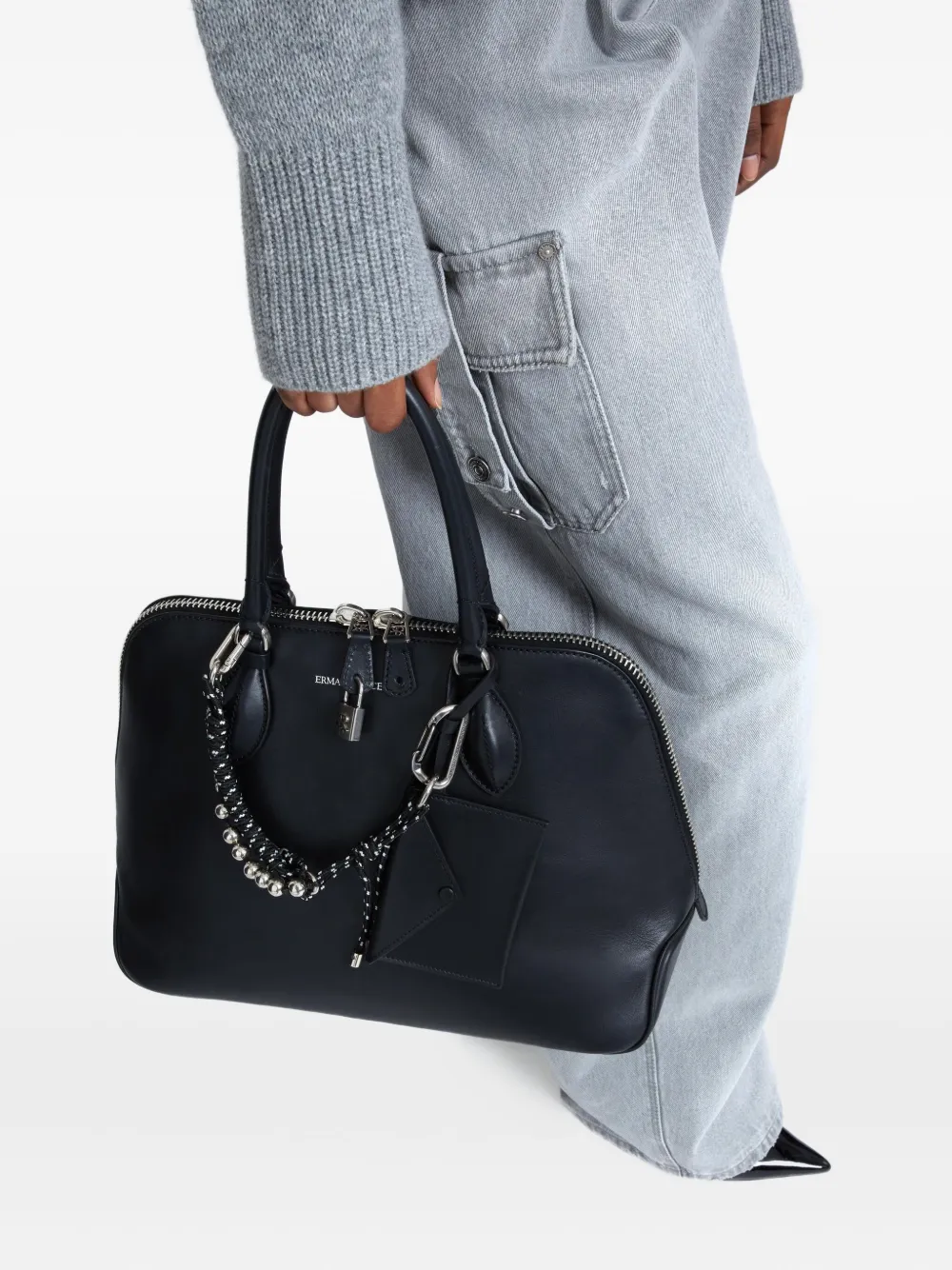 Ermanno Scervino large Orsetta zip-top shoulder bag - Zwart