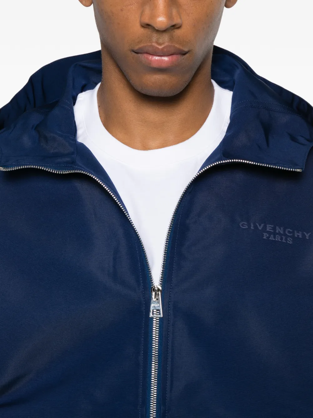 Givenchy Hooded Windbreaker In Blue