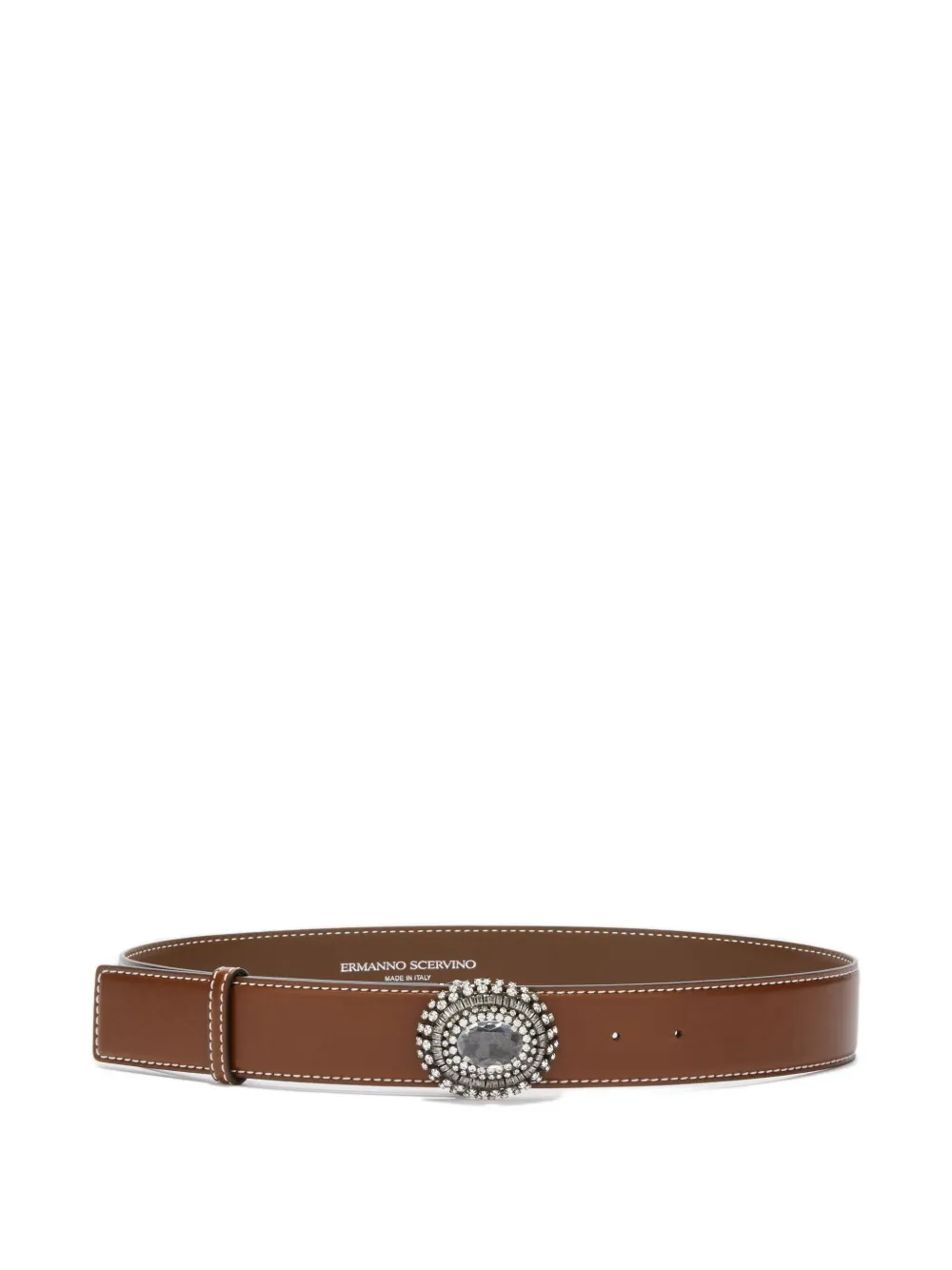 Ermanno Scervino crystal-embellished buckle belt - ブラウン Ermanno Scervino crystal-embellished buckle belt - ブラウン
