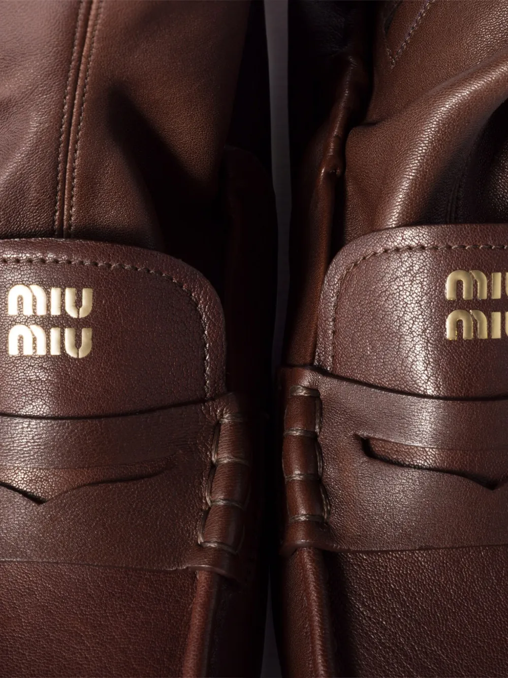 Miu Miu Ruches Nappa Leather Boots In Brown