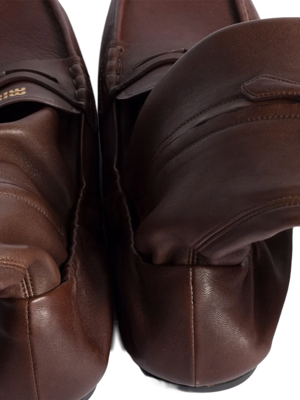 Miu Miu Ruches Nappa Leather Boots In Brown