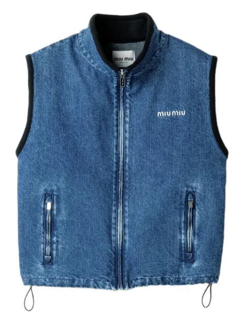 Miu Miu logo-embroidered denim gilet