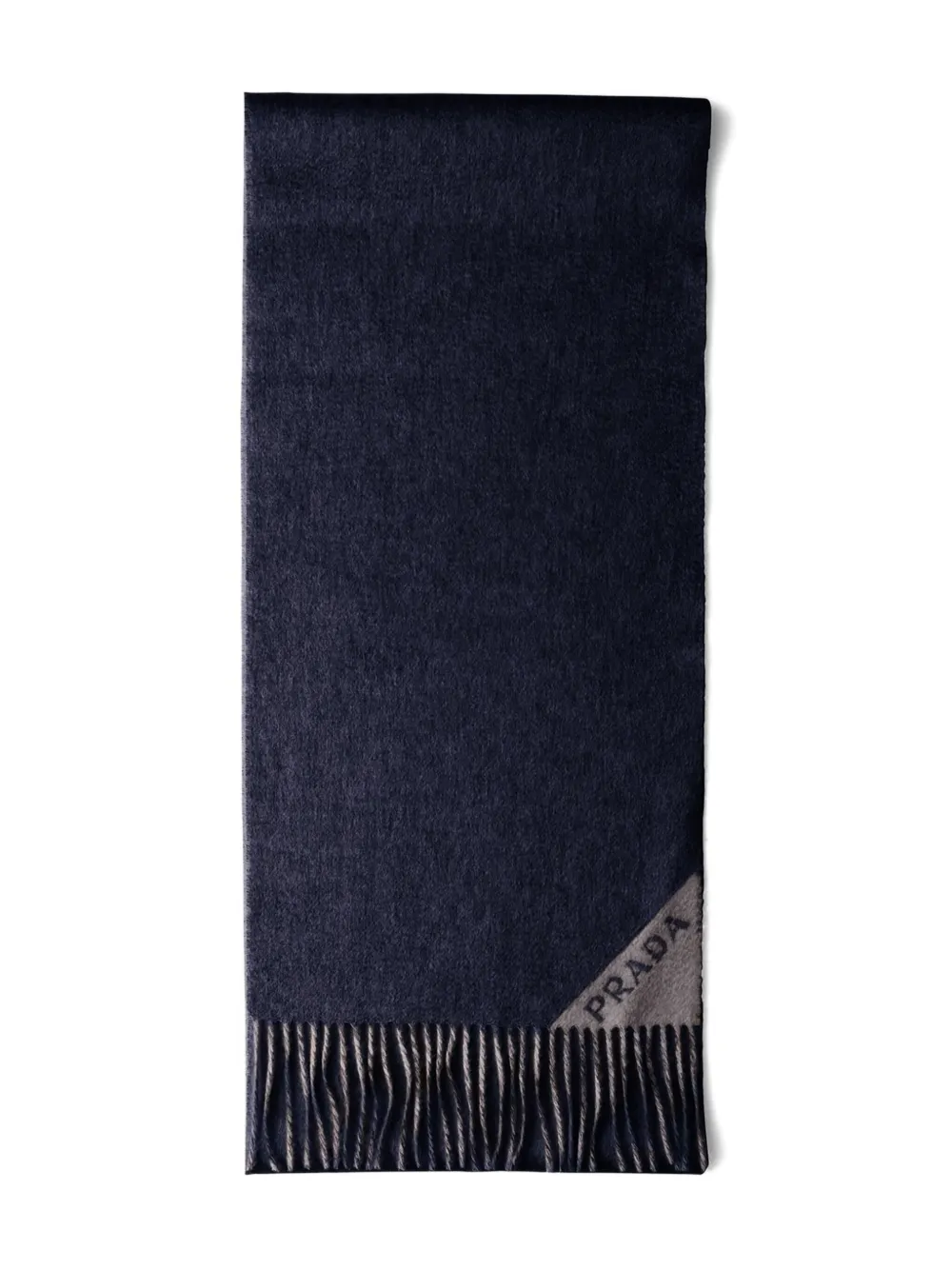 Prada logo-jacquard fringe-edges scarf - ブルー Prada logo-jacquard fringe-edges scarf - ブルー