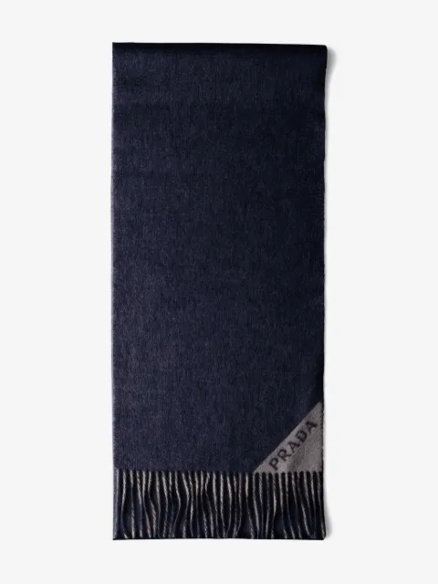 Prada logo-jacquard fringe-edge scarf