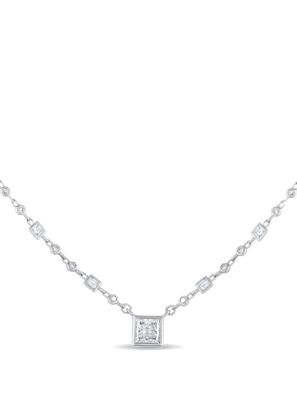 LB Exclusive 18K White Gold Princess Diamond necklace - シルバートーン LB Exclusive 18K White Gold Princess Diamond necklace - シルバートーン