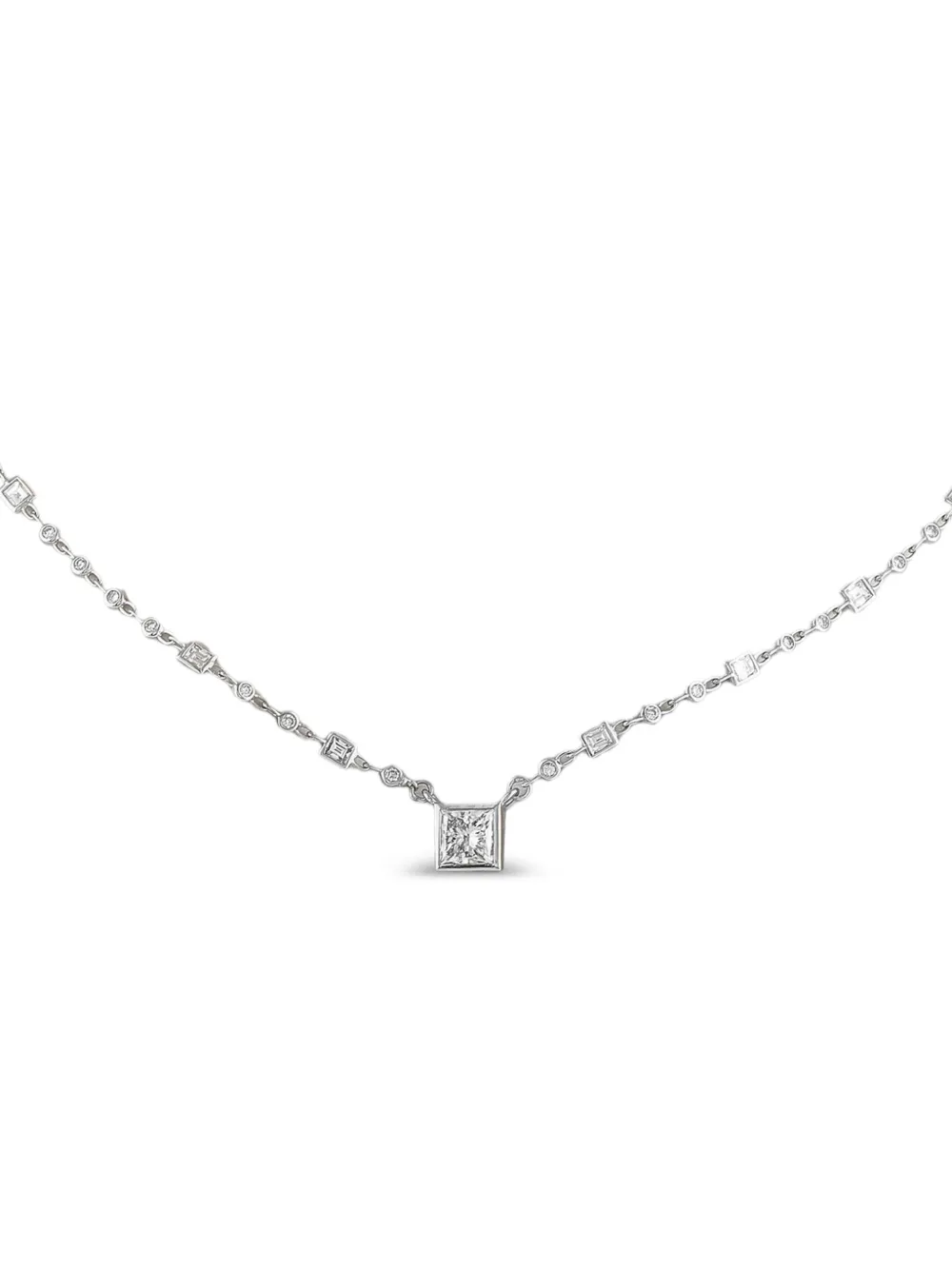 LB Exclusive 18K White Gold Princess Diamond necklace | Image 2