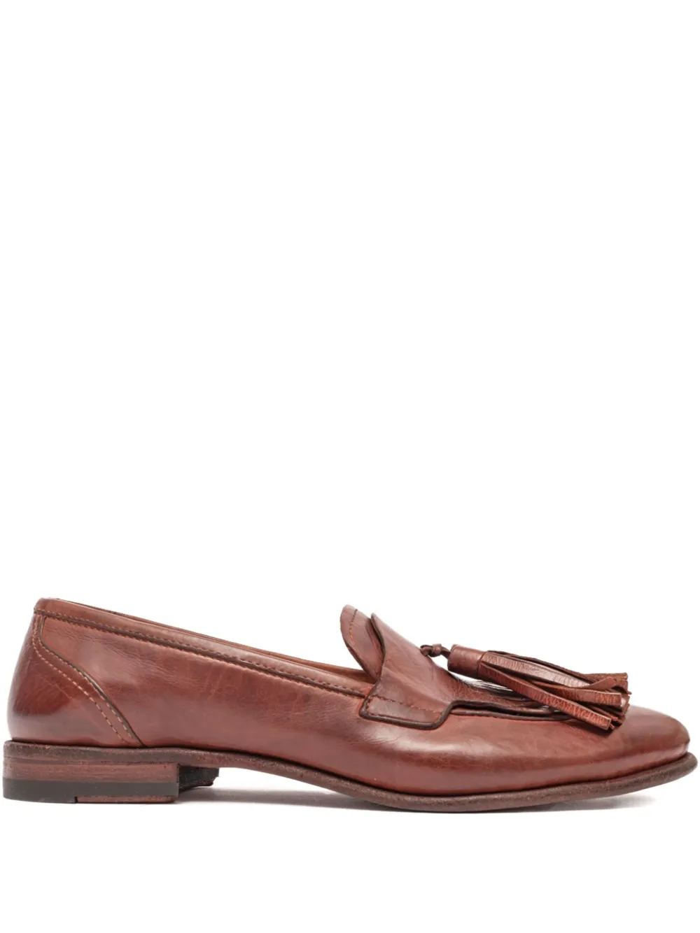 Paul Silence Tassel Leather Loafers In Brown