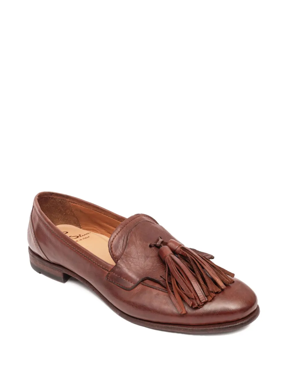 Paul Silence Tassel Leather Loafers In Brown