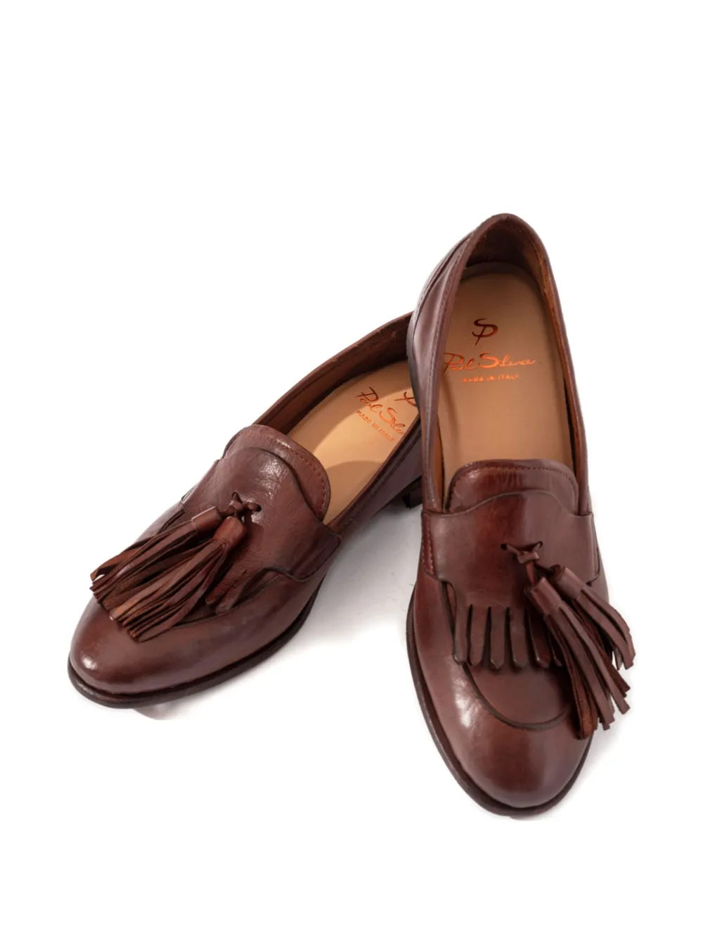 Paul Silence Tassel Leather Loafers In Brown