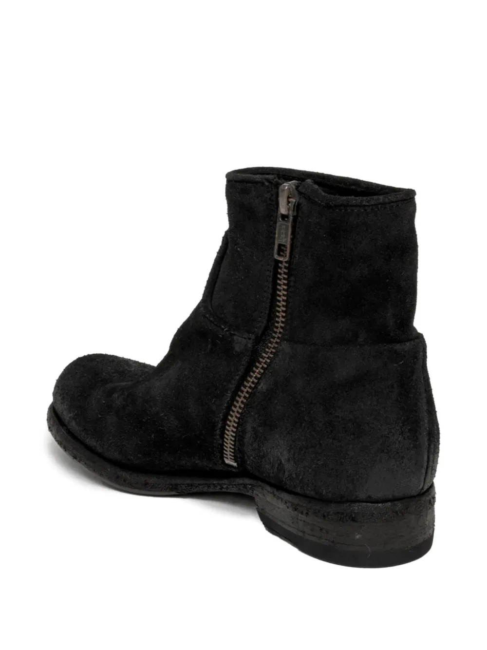 PAUL SILENCE zip-detail suede ankle boots Black