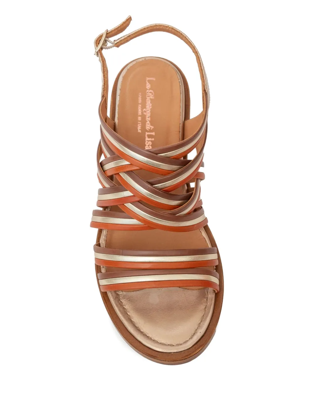 La Bottega Di Lisa Leather Woven Sandals In Brown