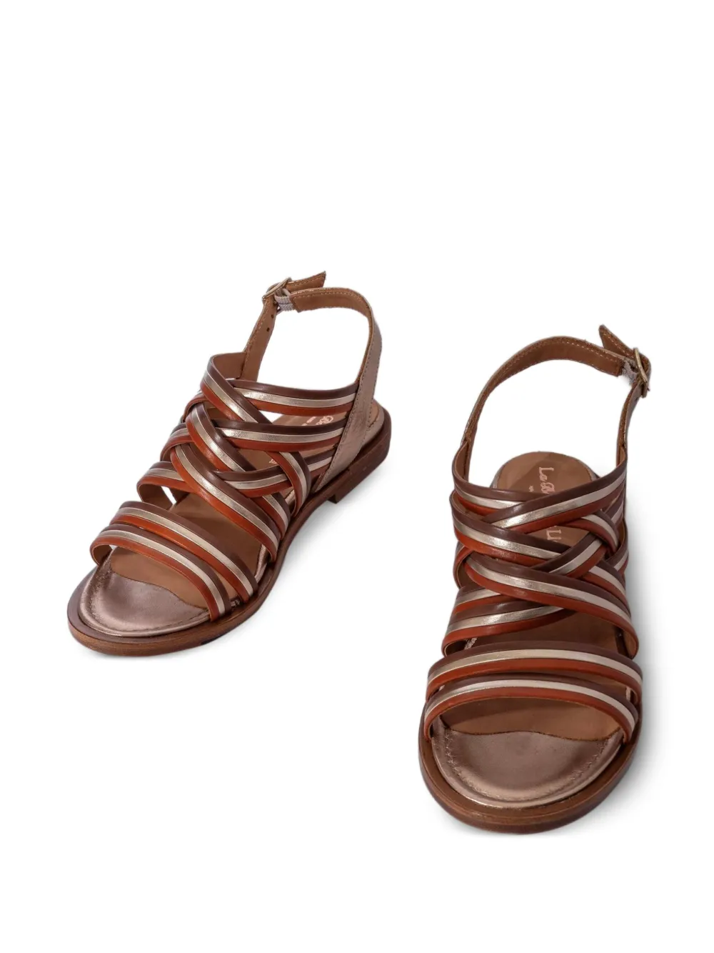 LA BOTTEGA DI LISA leather woven sandals Brown