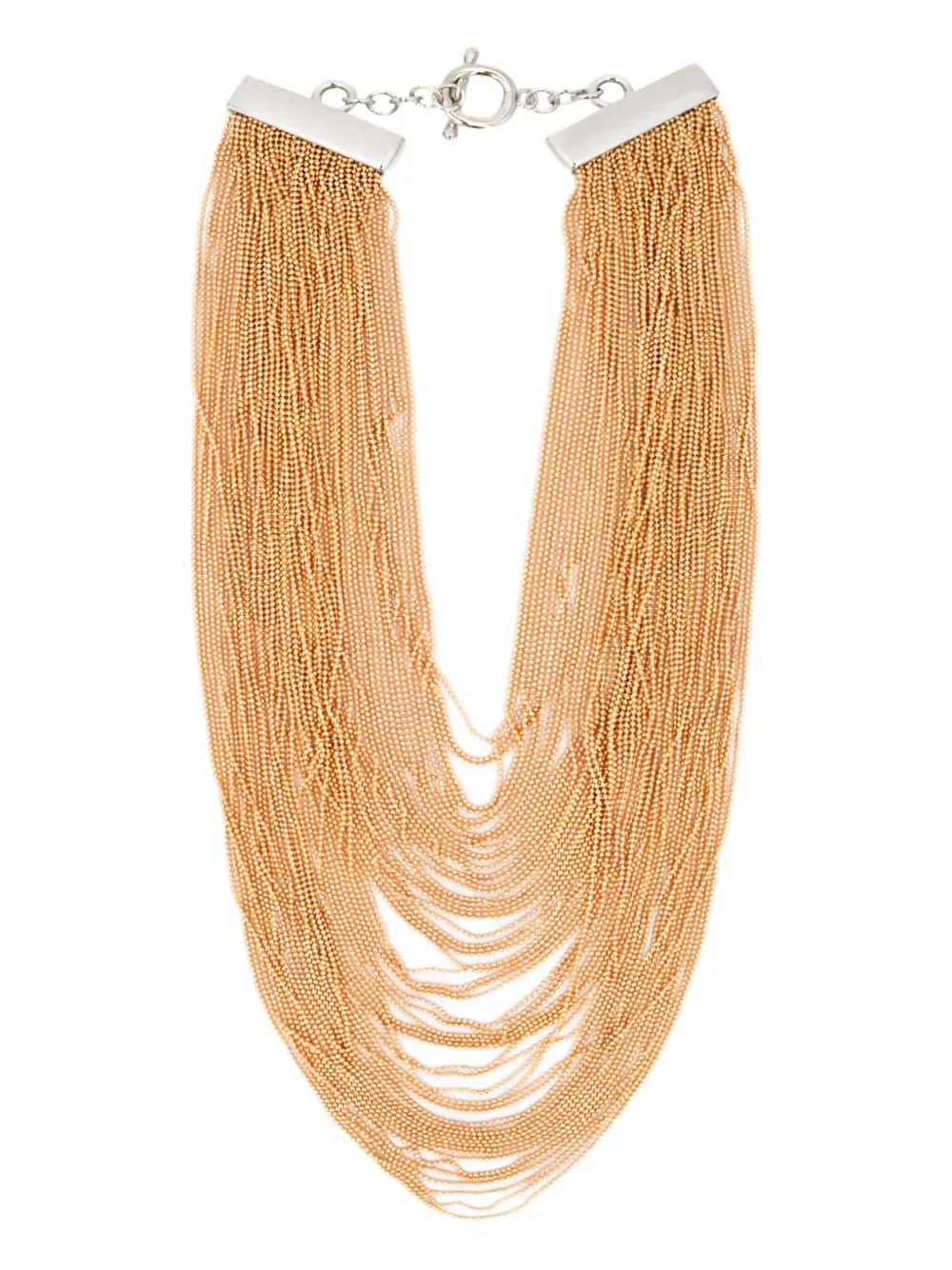 Fabiana Filippi Multi-strand Blush Necklace With Metallic Clasps In Yellow
